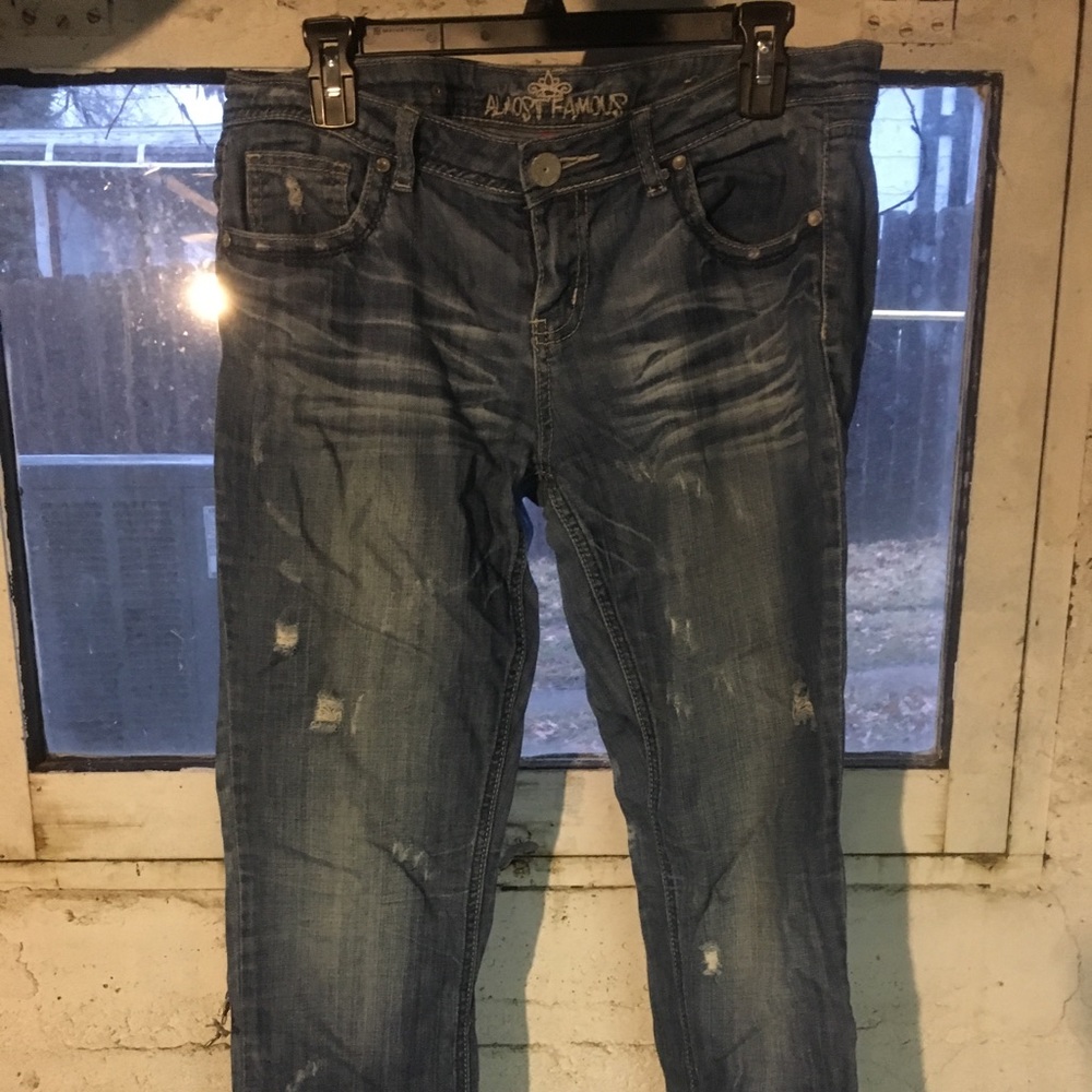 Distressed boyfriend jeans